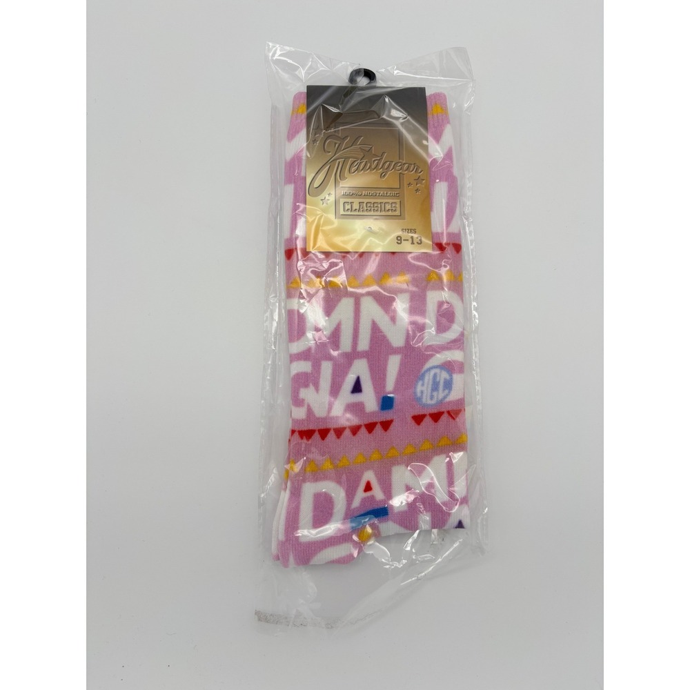 Headgear Classics Damn Gina Socks Pink Retro 90s Nostalgic Crew Socks Size 9-13